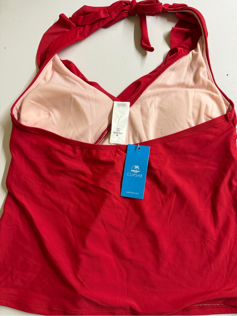 Cupshe Red Ruffle Halter Tankini Set - Picture 4 of 7